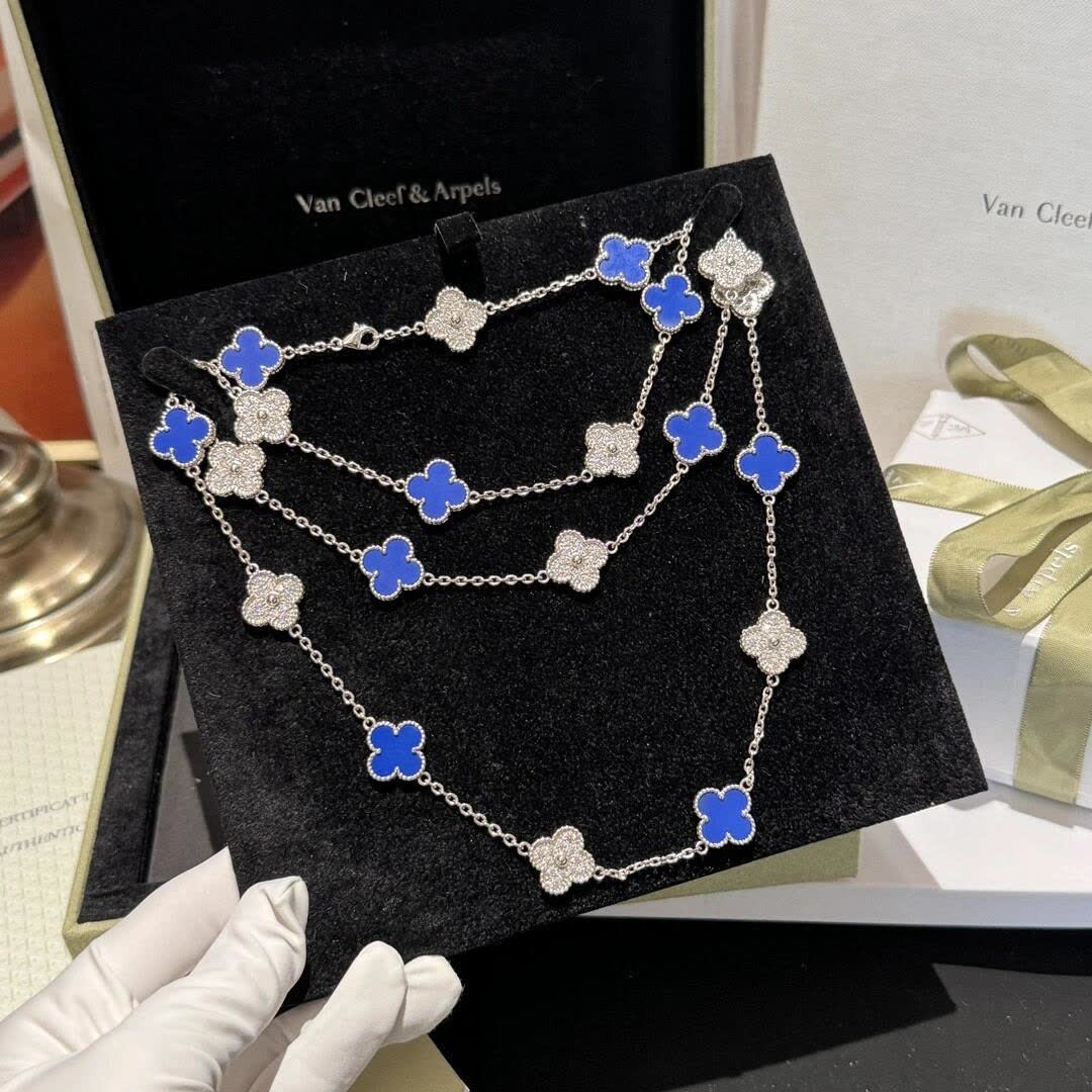 Van Cleef & Arpels Alhambra Blue Enamel Necklace Van Cleef & Arpels Alhambra Blue Enamel Necklace